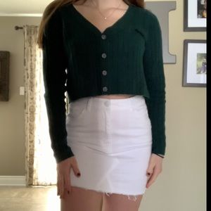 White Stretchy Denim Skirt